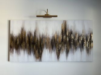 Large Abstract Gold & Black Canvas + Wall Light — $100
