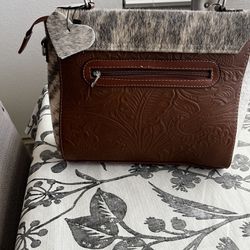 Leather With Cow Hide Purse! Beautiful 