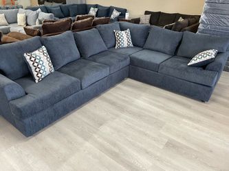 BLUE L-SHAPED SECTIONAL