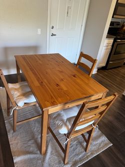Wood Dining Table with 4 Chairs