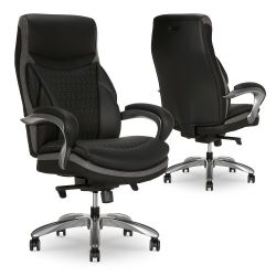 Shaquille O'Neal™ Maximos Big & Tall Ergonomic Vegan Leather High-Back Executive Office Chair, Black/Silver, BIFMA Compliant