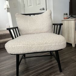 Wooden Accent Chair With Plush Seating