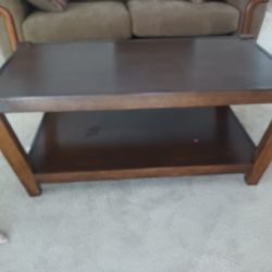 Wood Coffee Table And 2 End Tables