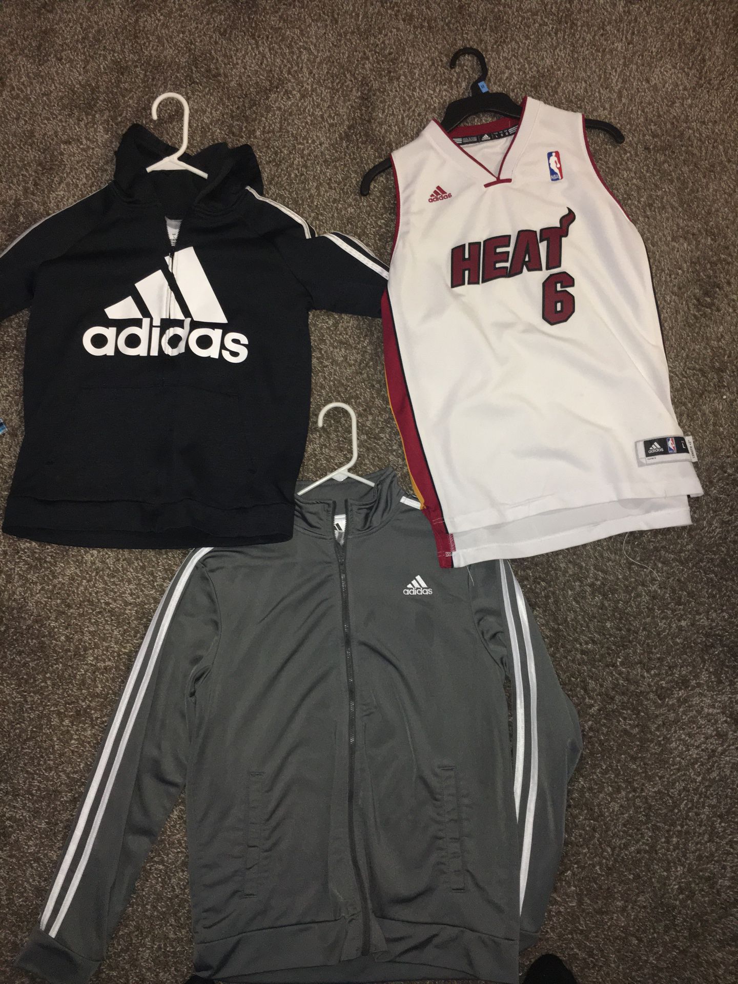 Adidas lebron Jersey and 2 hoodies all Large youth