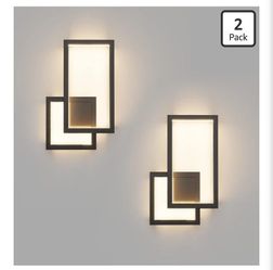 2-Pack Modern Indoor Wall Sconce 20W Aluminum Up and Down LED Modern Black Wall Sconce for Indoor Living Room Bedroom Hallway (Warm White Light, 3000K