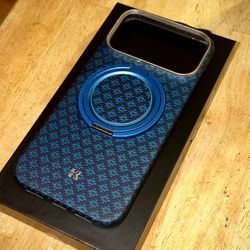 Aramid Fiber Azure Blue Case iPhone 17 Pro Max With 360 Magnetic Ring
