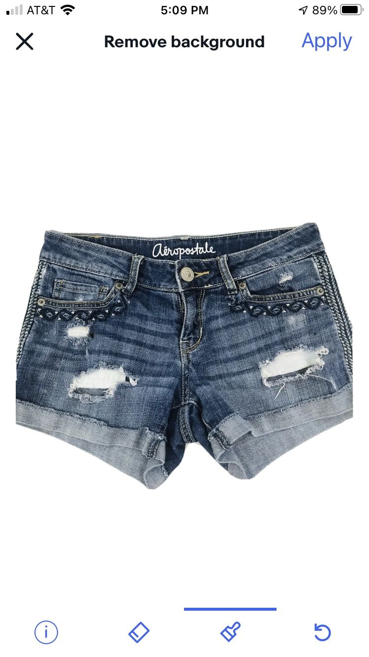 Aeropostale Destroyed Midi Denim Shorts - Size 2