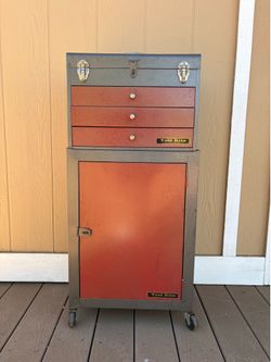 Vintage Test Rite Rolling Tool Box Chest 2-piece set