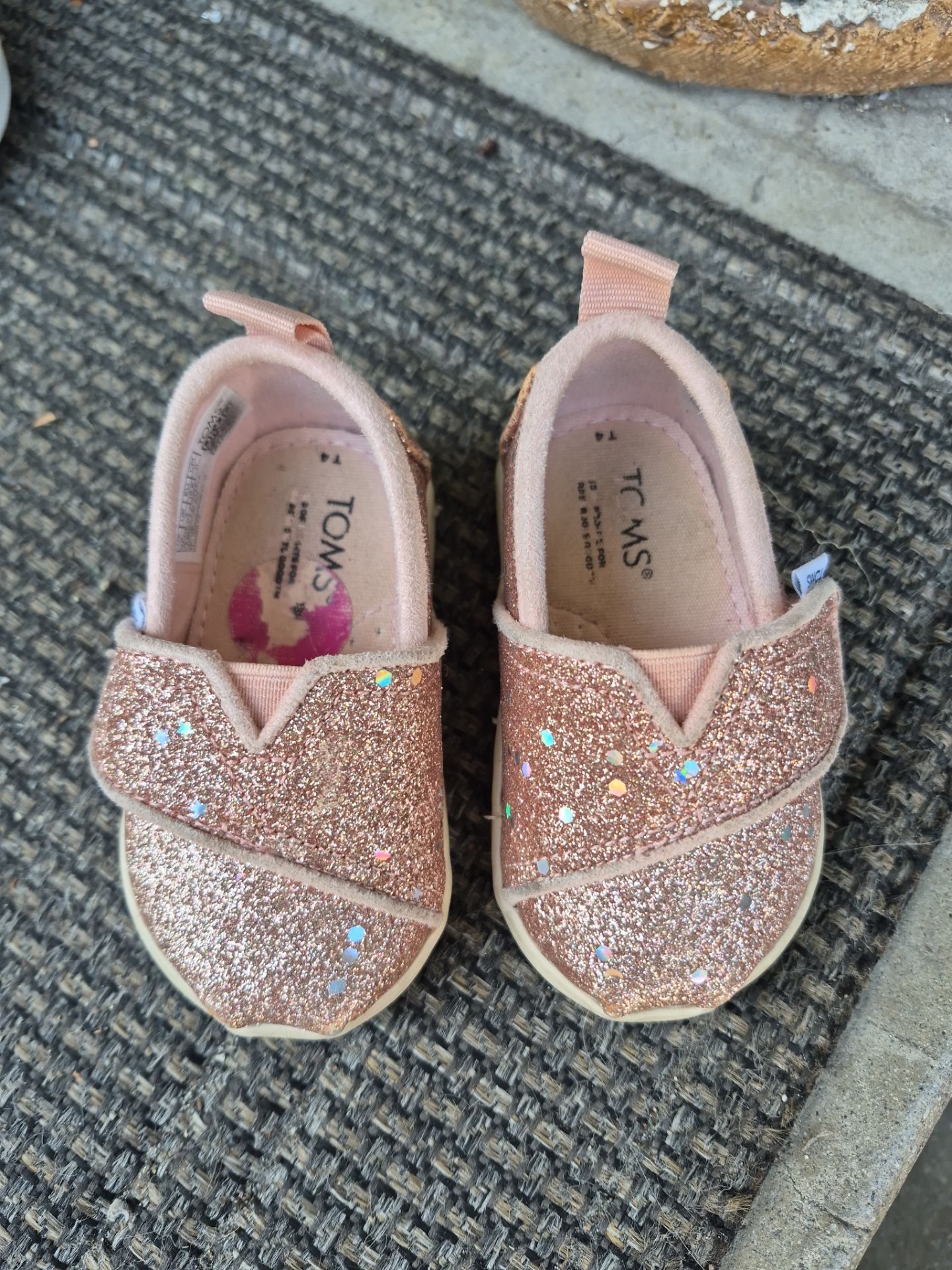 Toms rose glitter shoes