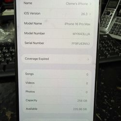 iPhone 16 ProMax 256mb No SIM Restrictions Verizon Carrier