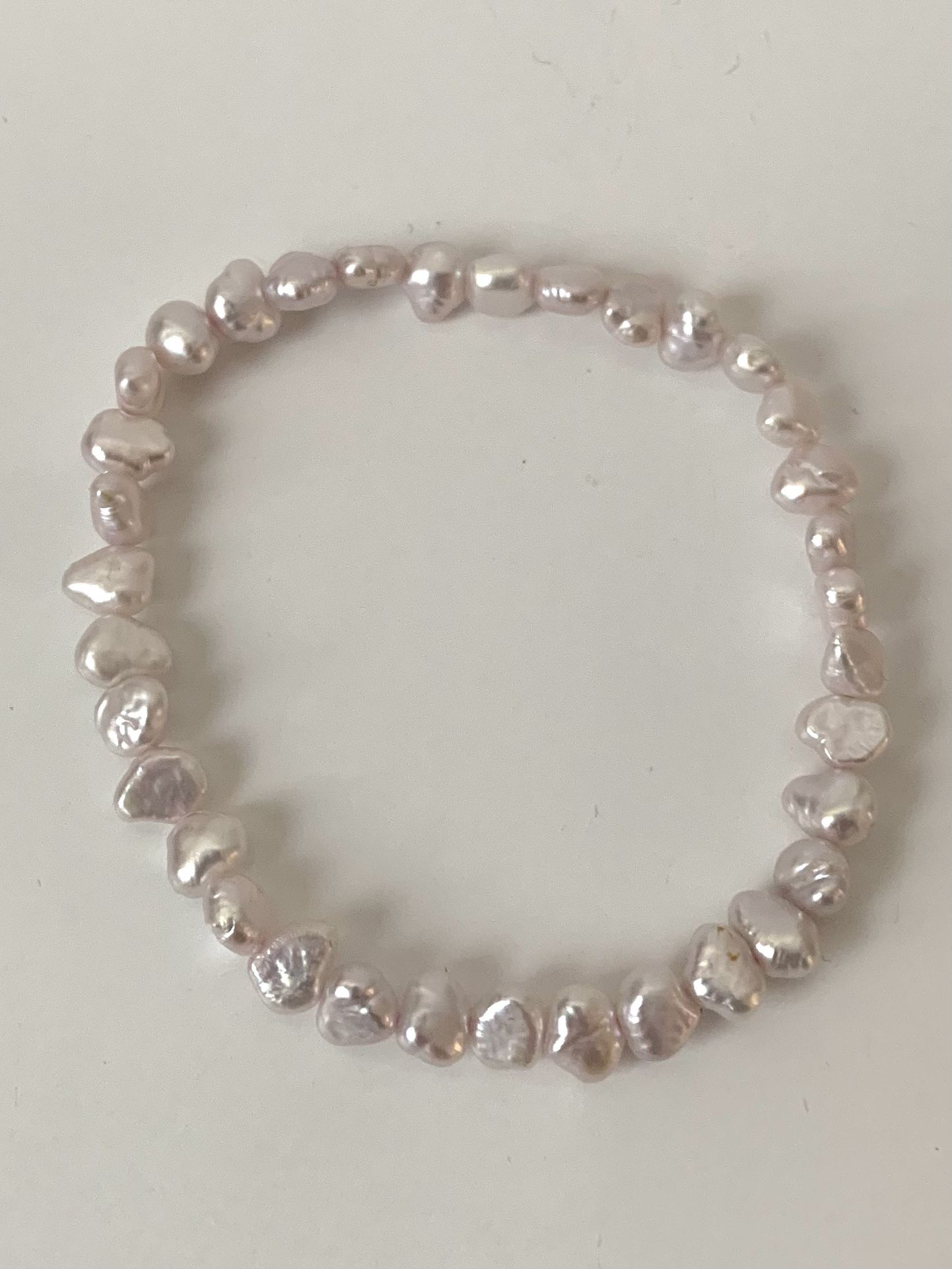 Lavender Irregular Baroque Pearl Elastic Bracelet, 3-6mm