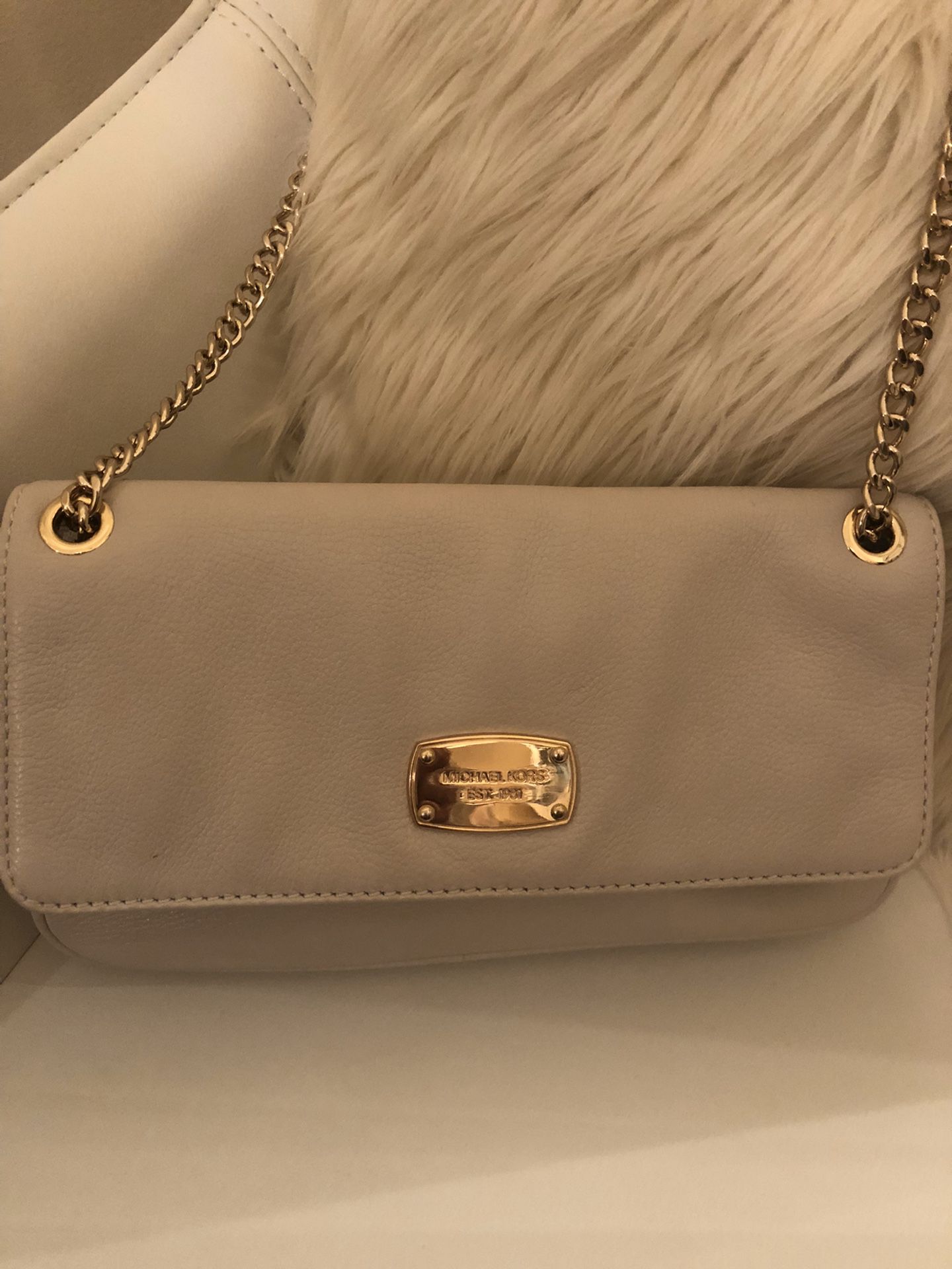 Michael Kors small cream bag with gold chain