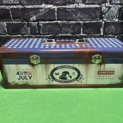 Collectible tin popcorn container and storage box. Tackle Box 