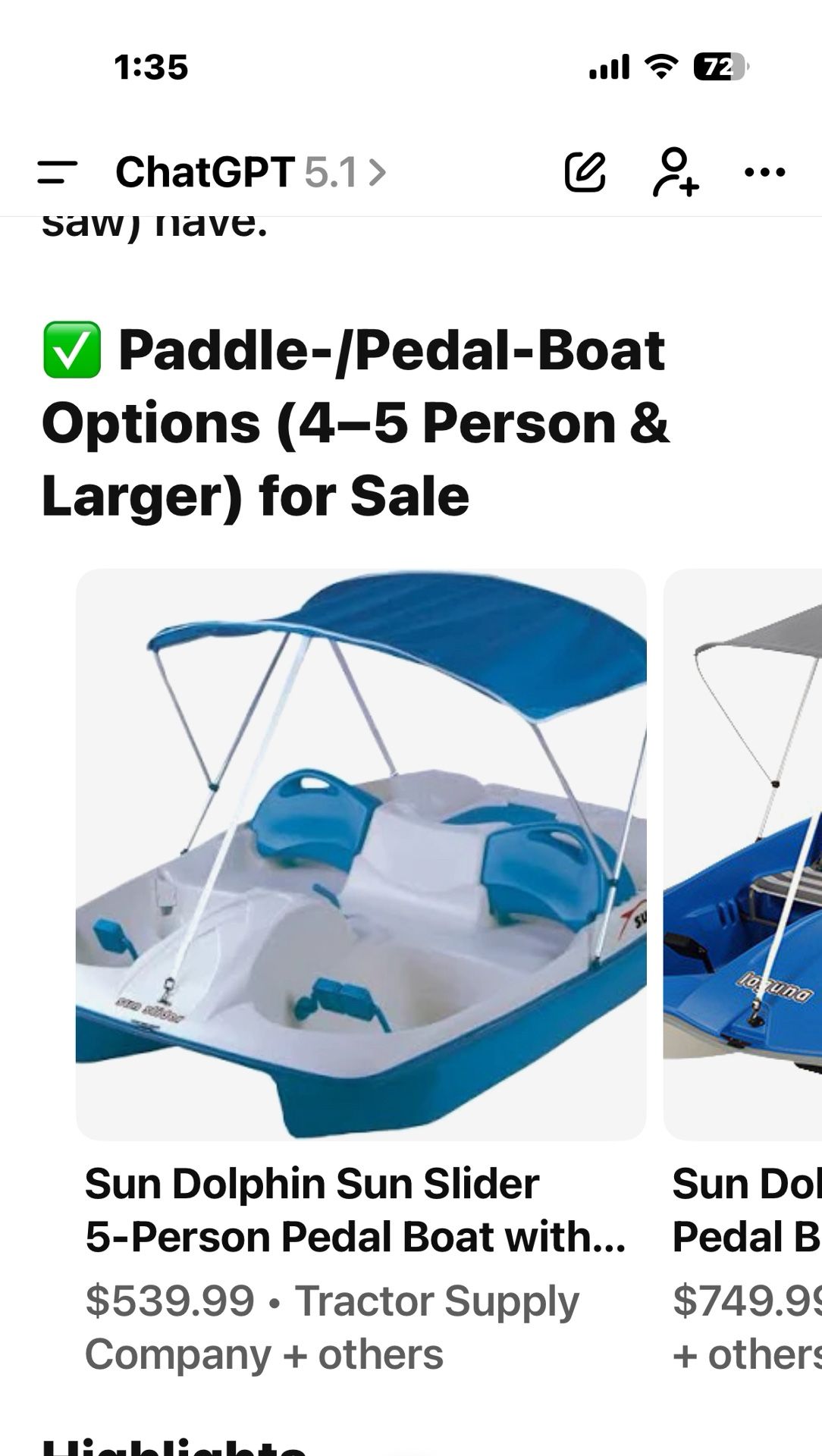 Fun Boat: Sun Dolphin Sun Slider 5‑Person Pedal Boat with Canopy