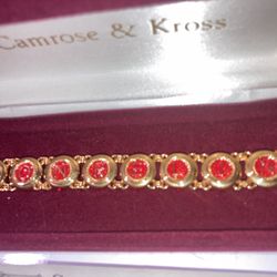 NIB Camrose & Kross Jacqueline Kennedy Costellani Bracelet Gold Red NON RELIQUES
