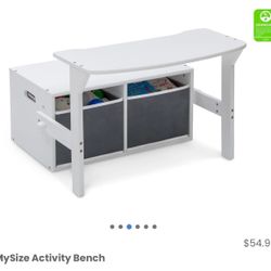New Kids Activity Bench/ White Kids Desk And Bench