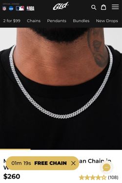 Micro Diamond Prong Cuban Chain in White Gold - 6mm