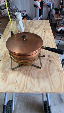 Vintage brass and copper chafing dish sterno