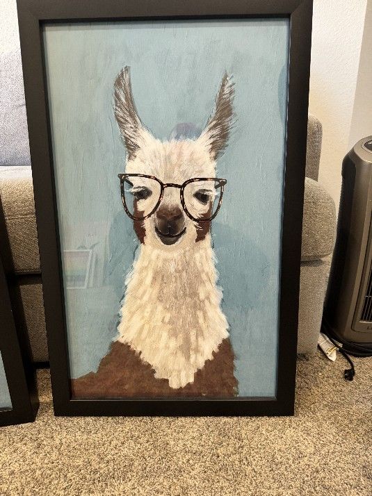 Framed Llama Pics In Glass