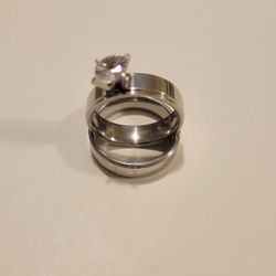 Women Stainless Steel Wedding Ring Set  Size 8