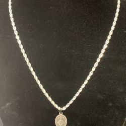 Sterling Silver 925 24 Inch Necklace And Bracelet With Catholic Pendant Cash Only