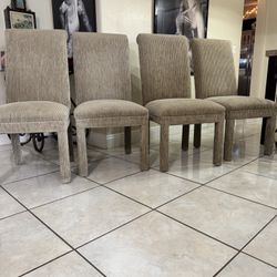 4 Upholstered High-Back Dining Chairs- Good Condition