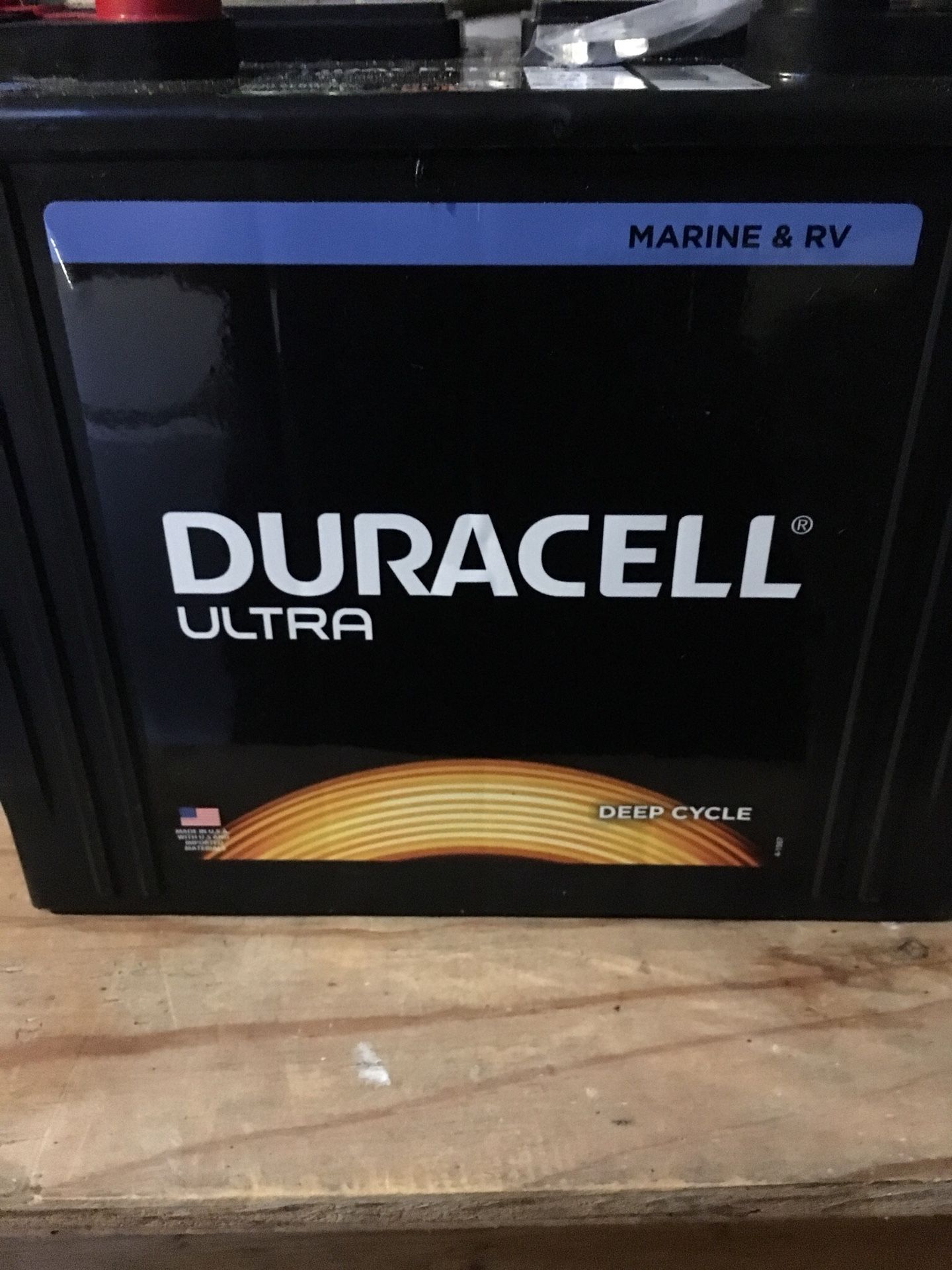 Duracell ultra, deep cycle marine or RV battery brand new never used with original warranty.