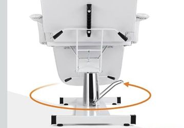 Brand New Hydraulic Pump Base for Salon/Barber/Beauty Chair. Includes hydraulic cylinder, foot pedal lift mechanism, and rotation lock lever. New in o