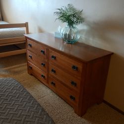 6 Drawer Low Boy Dresser Wood W/ Cedar In Top 2 Drawers