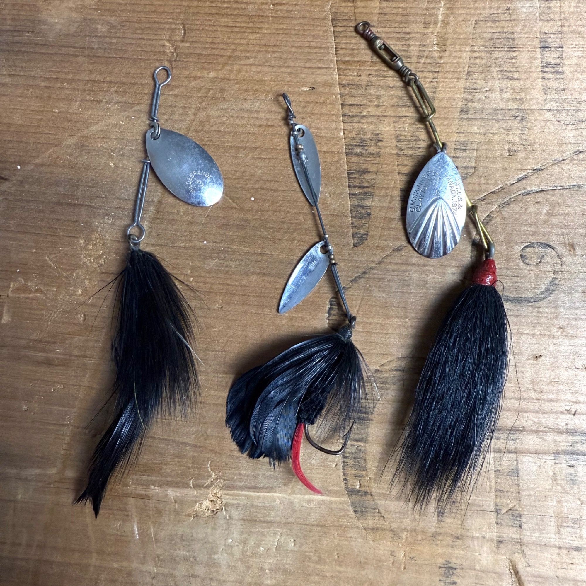 GM Skinner & Hildebrandt Vintage Fishing Feather Spinner Lures