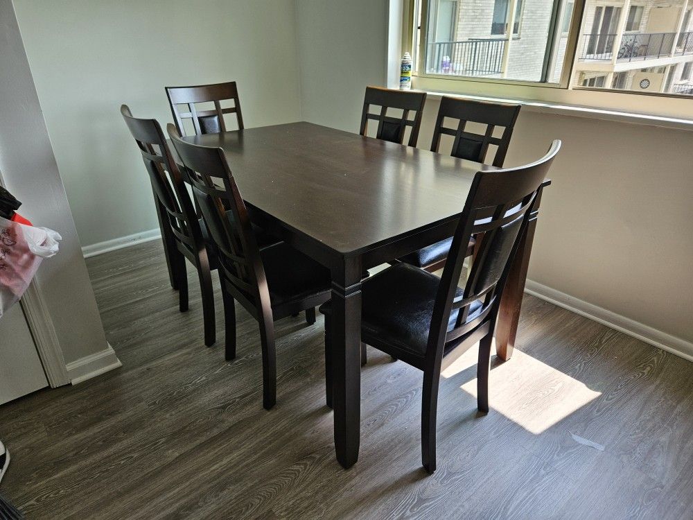 Same Day Delivery Available Espresso Color 7 PC Brand New Box Wood Dining Table Set