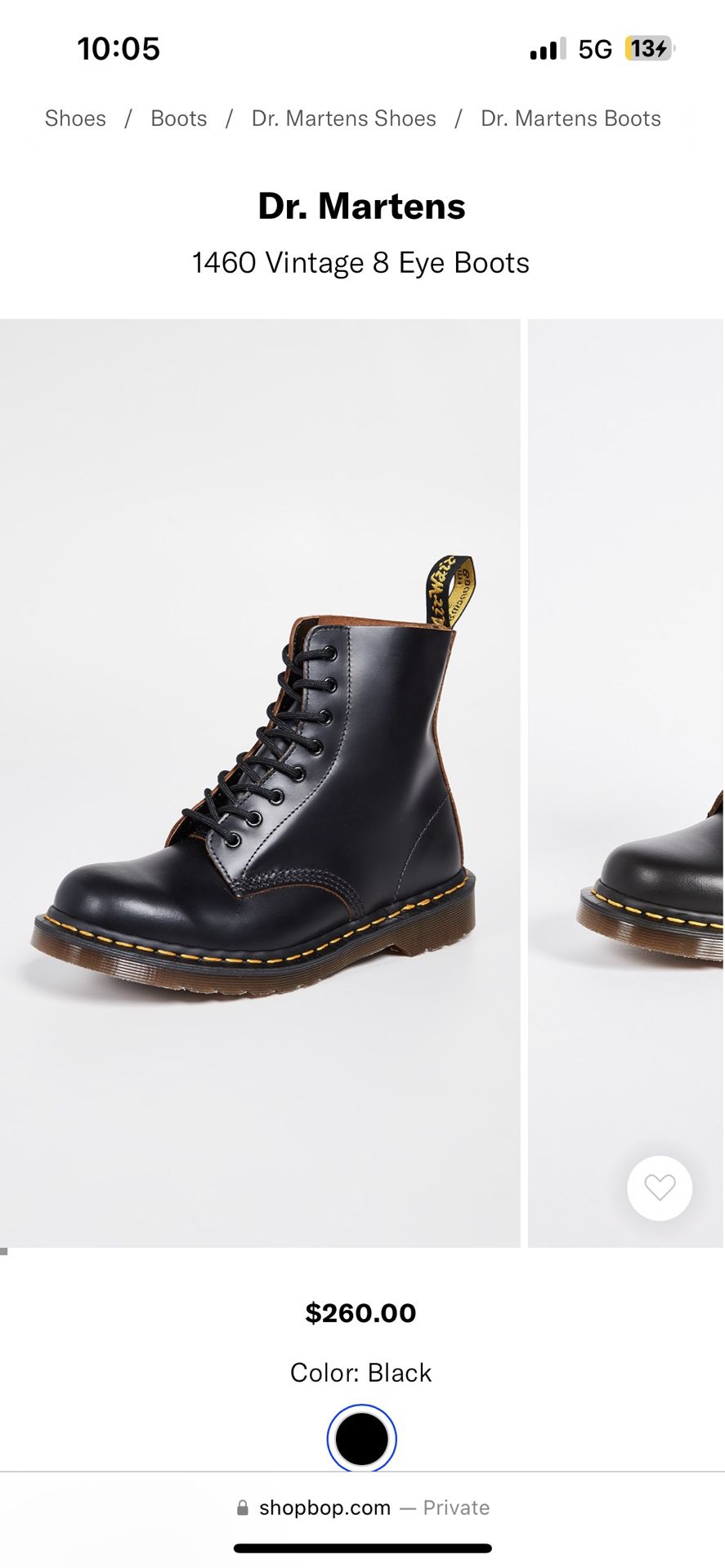 Dr. Martens Vintage 1460 Black boots Size 5 