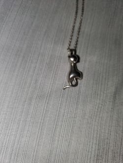 14kt White Gold Necklace W/ Kitty Charm