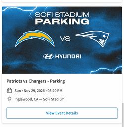 Chargers vs patriots parking pink lot tailgating. $200