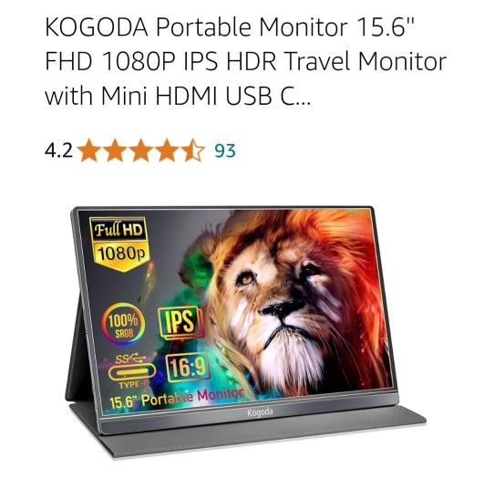 NEW KOGODA PORTABLE MONITOR 15.6"