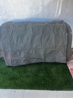 Fire Retardant. Large Gray Canvas Tarp with Grommets. New