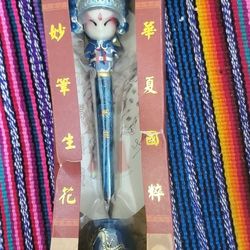 Rare Find Chinese Opera Doll Souvenir Ballpoint Pen Gift Set