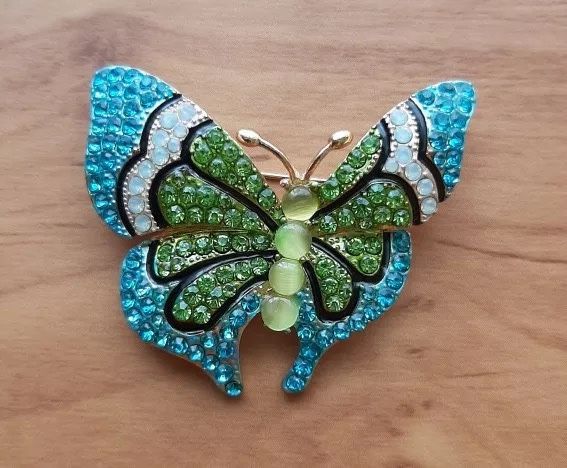 Butterfly Brooch Colorful Crystal Scarf Pin