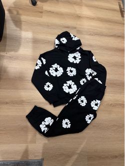 Denim Tears Set Black White Hoodie & Pants