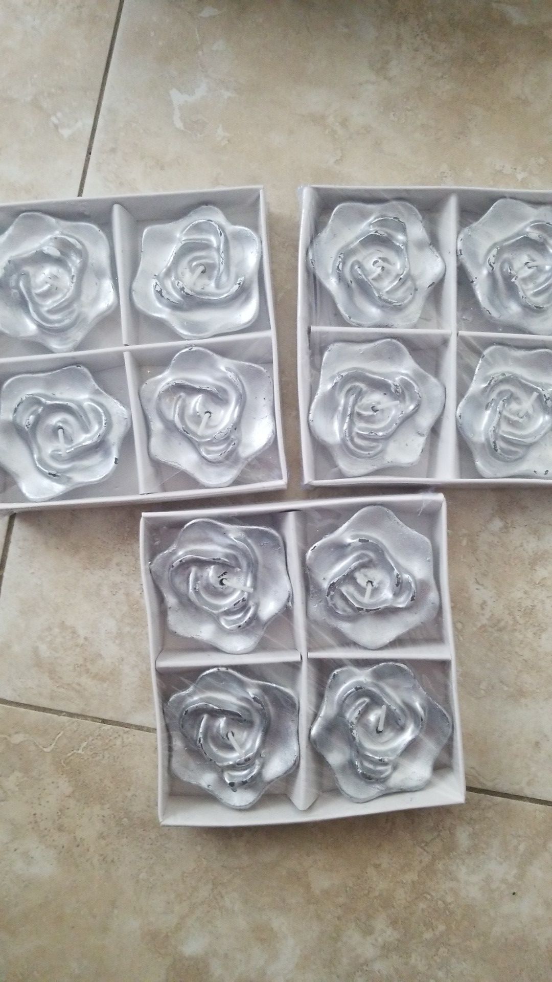 Silver Rose Tealight Candles