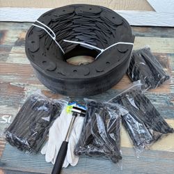 Landscape Edging - 4Inch x 33FT Garden Border with 100 PCS Spikes, Plastic Lawn Edging for Flower Bed, Pathway and Yard