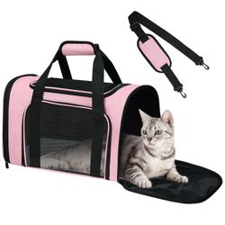 Cat Carrier Soft for Pets Up to 15 Lbs, Cat Travel Bag Soft-Sided with Padded Shoulder Strap, Pet Dog Carriers for Small Dogs Travel Puppy Carry Airli
