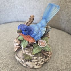 Porcelain Bluebird Wind Up Music Box
