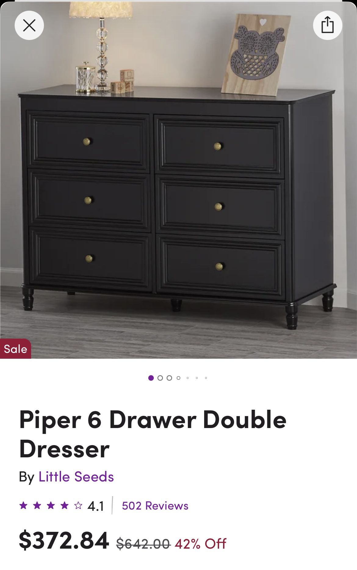 Black 6 Drawer Dresser