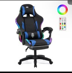 Gaming Chair with RGB LED Lights, High Back Ergonomic Computer Gamer Chair with Headrest And Lumbar