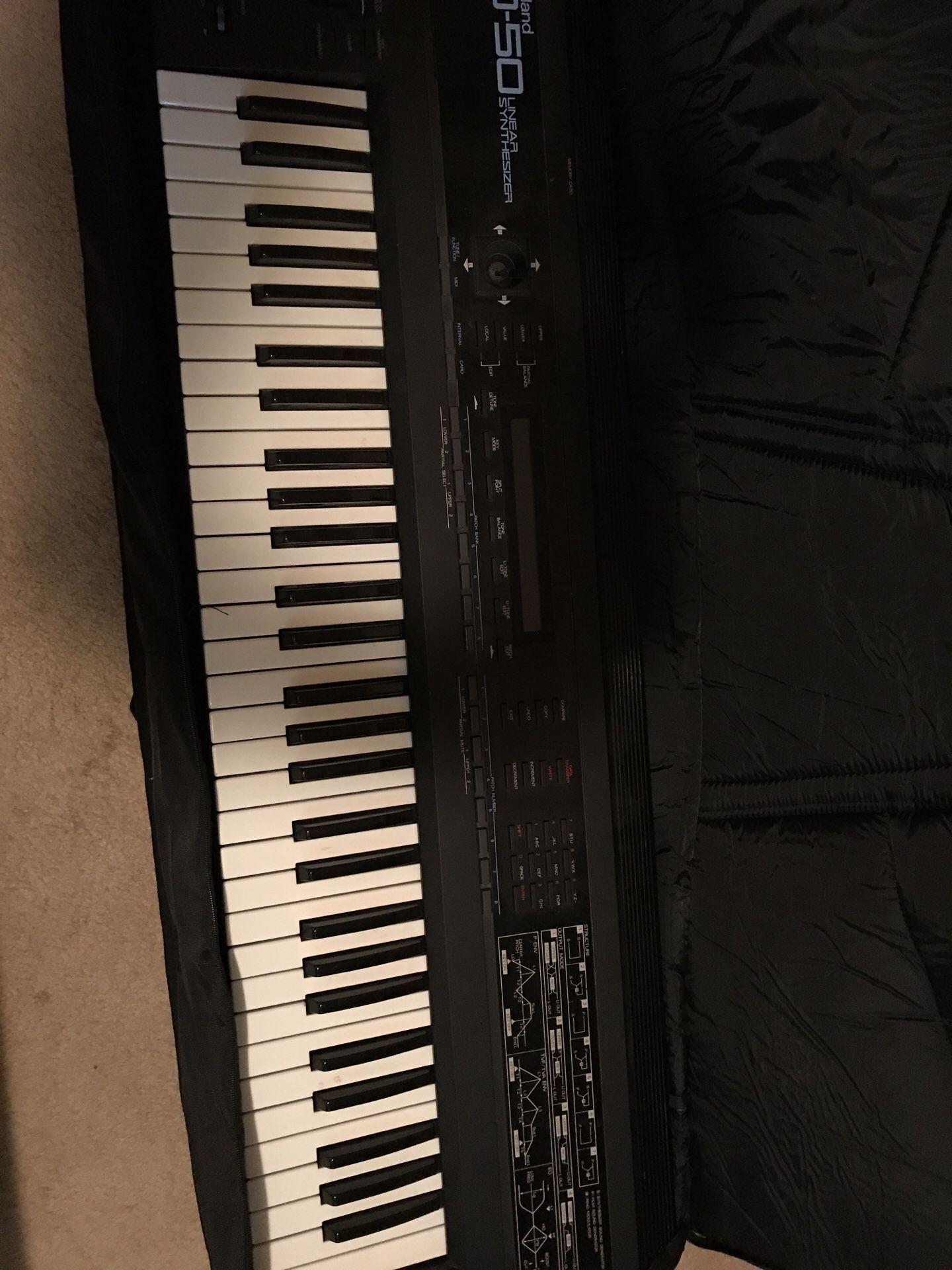Roland D50 Synthesizer w/ soft case and 7 sound libraries