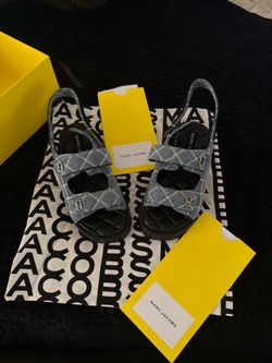 Marc Jacobs Denim Quilted Slingback Sandals – New with Box