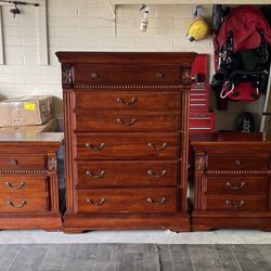 Dresser, two nightstands, and mirror