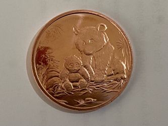 Panda one ounce  copper coin