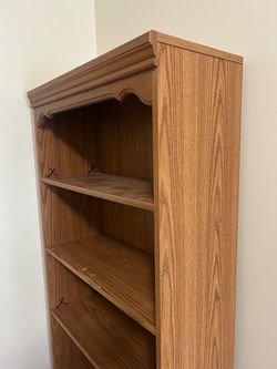 Tall Wood Bookcase with Decorative Crown Molding